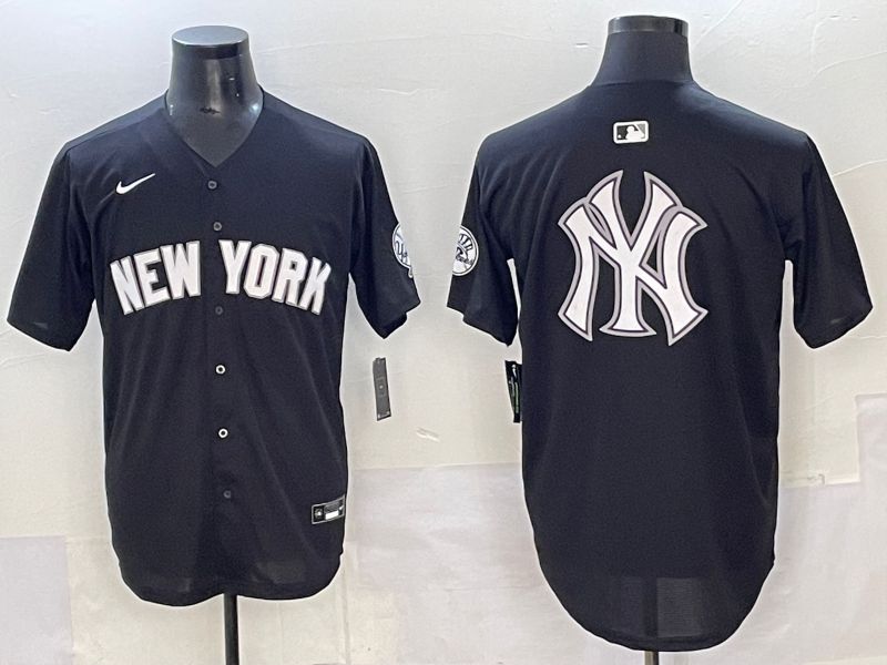 Men 2025 New York Yankees Blank Black Nike MLB Jersey style 0028
